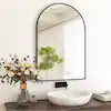 Photo 1 of 24 in. W x 36 in. H Arched Black Aluminum Alloy Framed Wall Mirror
