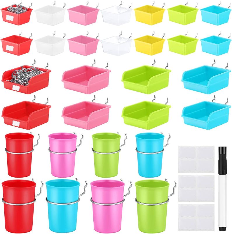 Photo 1 of 64 Pieces Pegboard Bins Pegboard Cups with Hooks and Loops Peg Hooks Assortment Organizer Accessory for Organizing Accessories Tools Storage Office Workshop Garage Workbench (Colorful)
