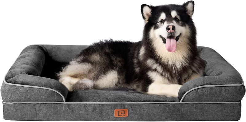 Photo 1 of EHEYCIGA Orthopedic Dog Beds for Extra Large Dogs, Waterproof Memory Foam XXL Dog Bed with Sides, Non-Slip Bottom and Egg-Crate Foam Big Dog Couch Bed with Washable Removable Cover, Dark Grey
