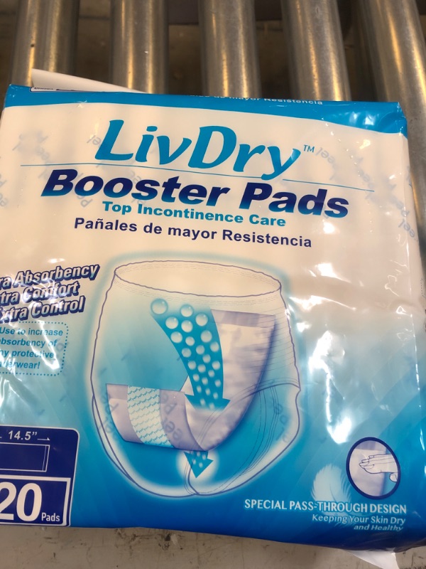Photo 2 of Incontinence Booster Pads by LivDry | Extra Absorbent Protection for Adults, Unisex | Disposable Comfortable Pad (20 Count, Regular Length) 20 Count (Pack of 1) Regular Length