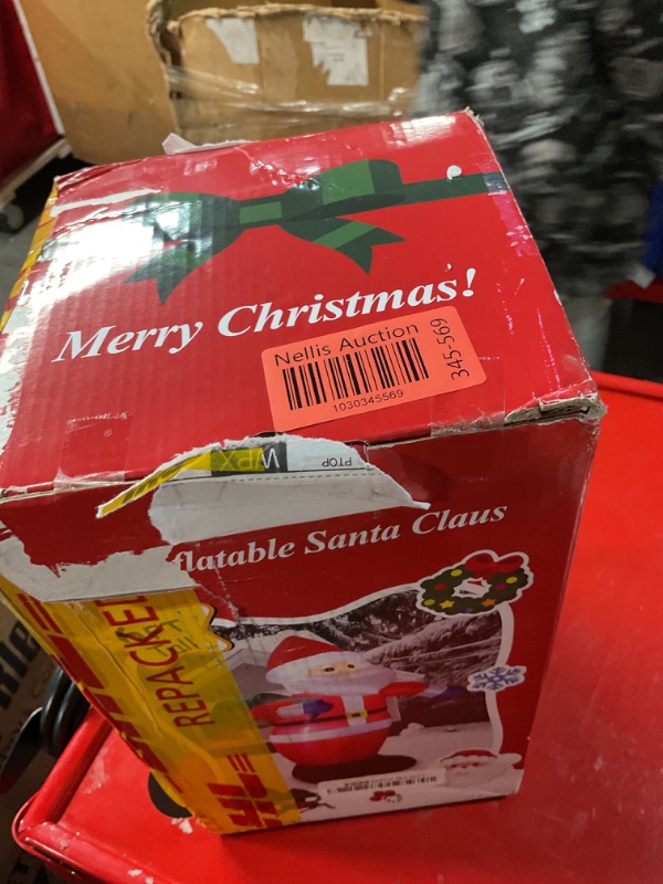 Photo 1 of 6 FT Christmas Inflatable Santa Claus Outdoor Decorations, Blow up Santa Claus with Gift Bag, Large Xmas Santa Carrying Present Sack, Outside Decor for Yard Garden Lawn Home Party, Built-in LED Lights