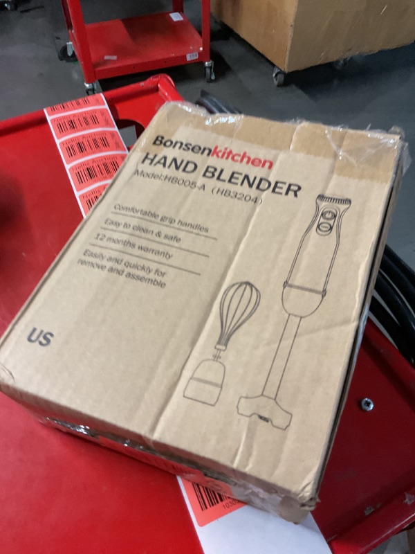 Photo 1 of *PARTS ONLY, NON-FUNCTIONAL* Bonsenkitchen Immersion Handheld Blender with Whisk, 20-Speed & Turbo Mode Hand Blender Stick 500W, 304 Stainless Steel Hand Blender for Soup, Smoothie, Puree, Baby Food
