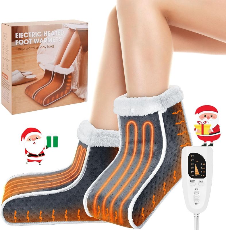 Photo 1 of ***(PARTS ONLY/ NON FUNCTIONAL/ NO RETURNS OR REFUNDS)***
Split Electric Foot Warmer, Quick Heating Pad for Feet, 6-Level Heated Slippers for Men Women, Soft Heated Boots, Feet Warmer with Detachable Washable Liner for Home GREY
