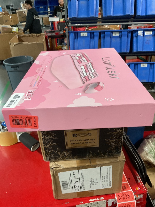 Photo 1 of Wireless Ergonomic Keyboard and Mouse Combo with PU Wrist Rest, Carpal Tunnel Keyboard, 2.4G Colorful Split Ergo Keyboard, Comfortable Natural Typing, Compatible with PC/Laptop (Pink)