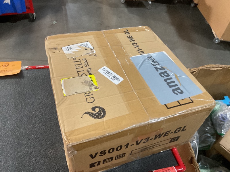 Photo 1 of GREENSTELL Vanity Stool with Storage, 19" to 23" Height Adjustable PU Leather Vanity Chair, 360° Swivel Makeup Stool with Removeable Tray, Modern Ottoman for Bedroom Bathroom, White