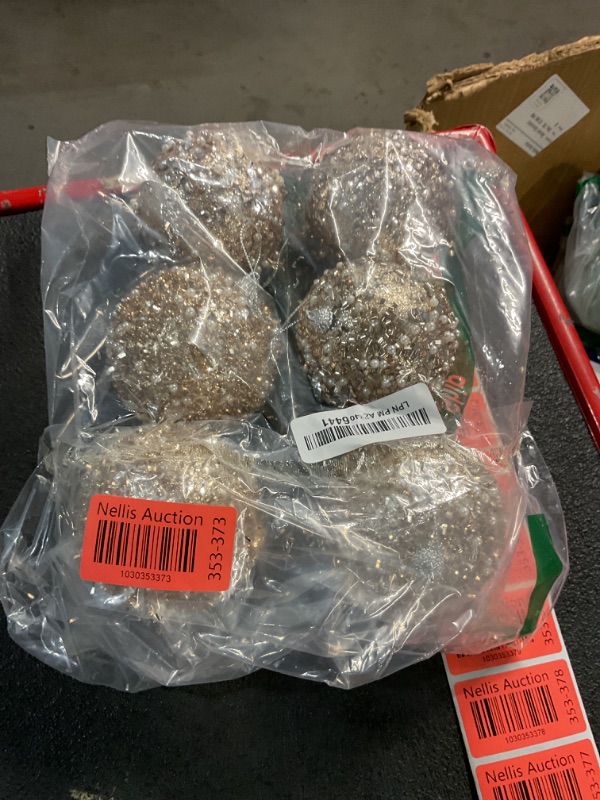 Photo 2 of **MISSING HALF OF THEM**
Hollyone 3.14" Champagne Christmas Ornaments 12 Pcs Xmas Balls Christmas Tree Decorations Shatterproof Hanging Medium Pearl Balls for Holiday Party Wreath Home Decor (8cm/3.14")