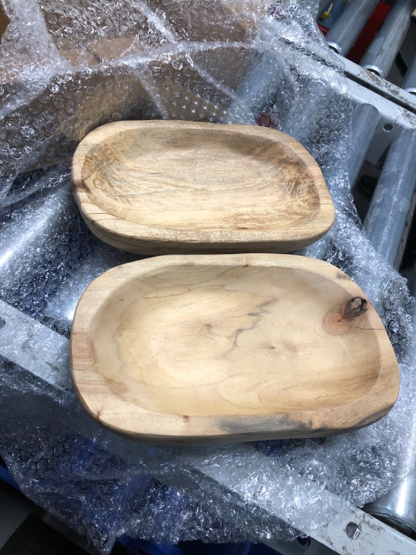Photo 1 of ***STOCK PHOTO REFERENCE ONLY***2 Pcs Wooden Dough Bowls for Decor Decorative Bowl Home Decor Oblong Fruit Bowl for Kitchen Counter Rustic Carved Wood Serving Bowl Long Wooden Bread Tray for Dining Room Table (10 x 6 x 2 Inch)