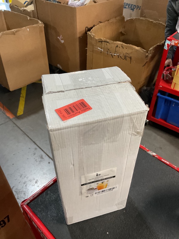 Photo 1 of I00000 100 Pack 12 oz Gold Plastic Cups, Gold Rimmed Disposable Cups, Gold Plastic Wine Glasses Plastic Cocktail Glasses Premium Cups with Gold Rim, 12 Ounce Gold Plastic Tumblers For Party