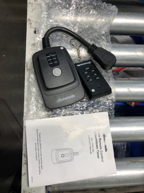 Photo 1 of Dewenwils Outdoor Light Sensor Timer Waterproof, Plug in Timer Switch, 100 ft Range Remote Control with 2 Grounded Electrical Outlets for