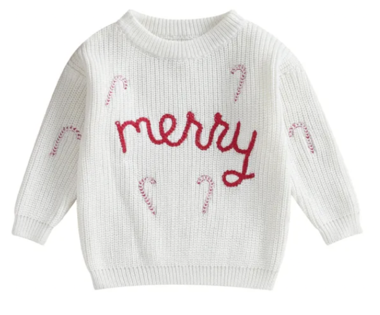 Photo 1 of Merry Knit Sweater with Candy Canes -- CHILD SIZE
