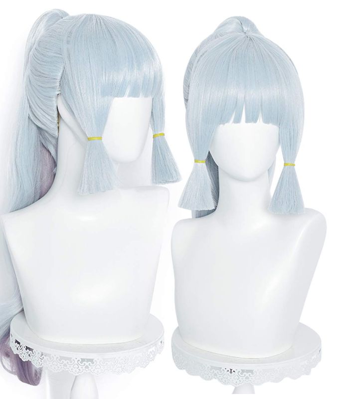 Photo 1 of Kamisato Ayaka Cosplay Wig Silver Blue Cosplay Wig for Women Girls, Clip on Pigtail Party Harajuku Hair (Kamisato Ayaka)
