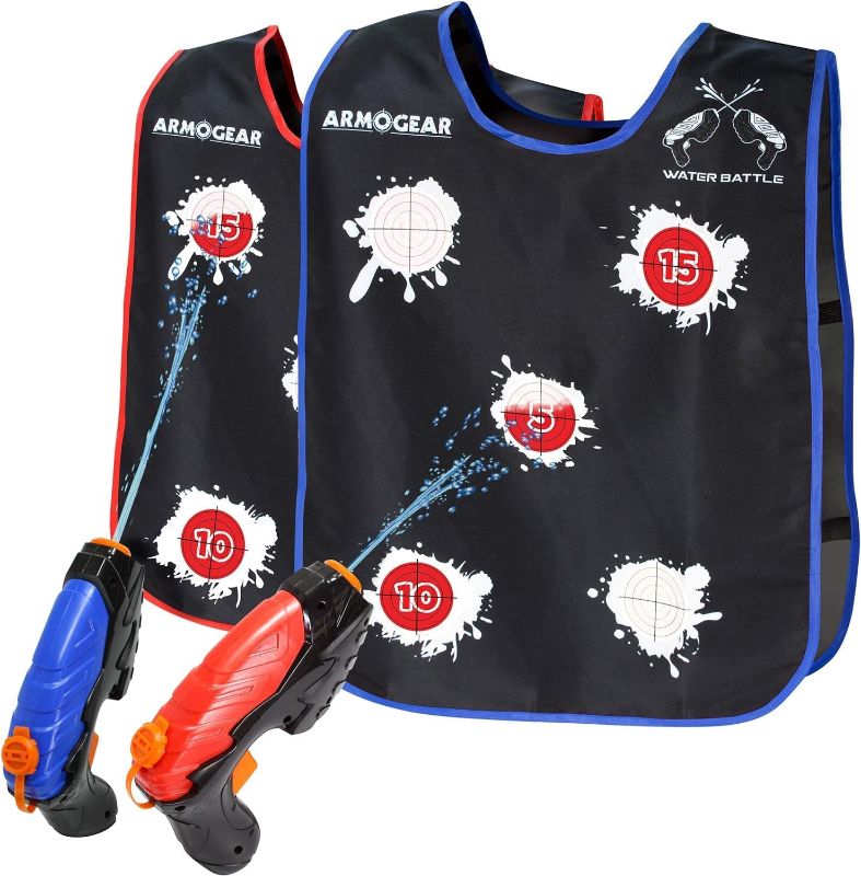 Photo 1 of ArmoGear Water Guns & Water Activated Vests | Summer Outdoor or Backyard Water Toy for Teen Kids | Great Outdoor Play Fun Toy for Kids Boys & Girls | Water Activated Vest Set Ages 8 Year + 2 pack vests & water guns