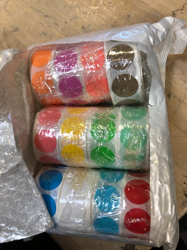 Photo 1 of Colorful Dot Stickers 0.75 Inch Circular Color Coded Labels 12 Color Style Dot 6000 Labels Self-Adhesive Office, School, Home