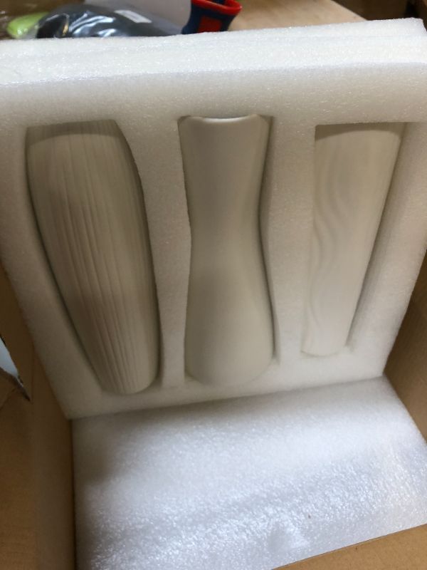 Photo 2 of XIGZUHAN White Ceramic Vases Set of 3,Ceramic Matte Vase for Home Decor?Modern Farmhouse Decor?Living Room Decor,Dining Table Decor?Mantel and Entryway Decor Setc