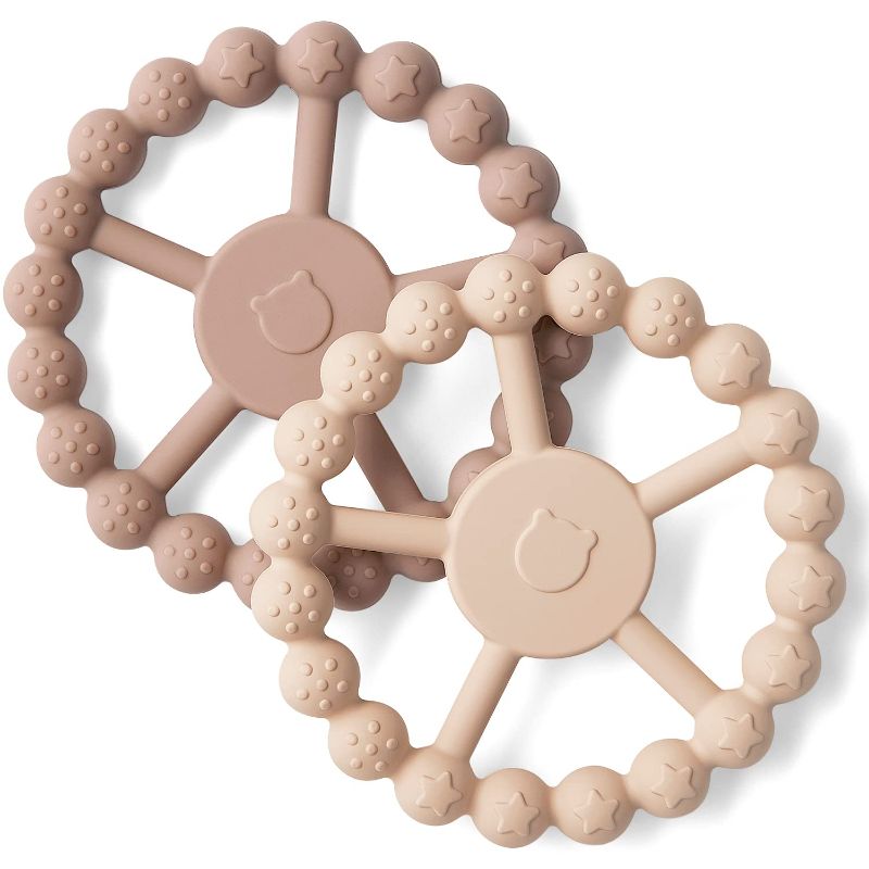Photo 1 of Silicone Teethers for Babies 0-6 6-12 Months Baby Teething Rings Chew Toys for Infant Boys and Girls - 2 Pack