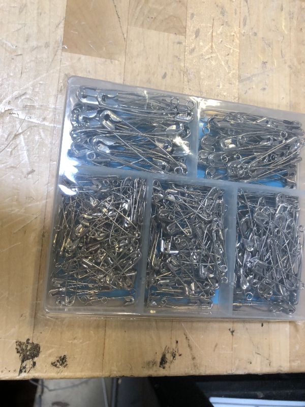Photo 2 of Safety Pins Assorted, Hiidayy 350PCS Nickel Plated Steel Large Safety Pins Heavy Duty, 5 Different Sizes Safety Pin, Safety Pins Bulk (Silver)