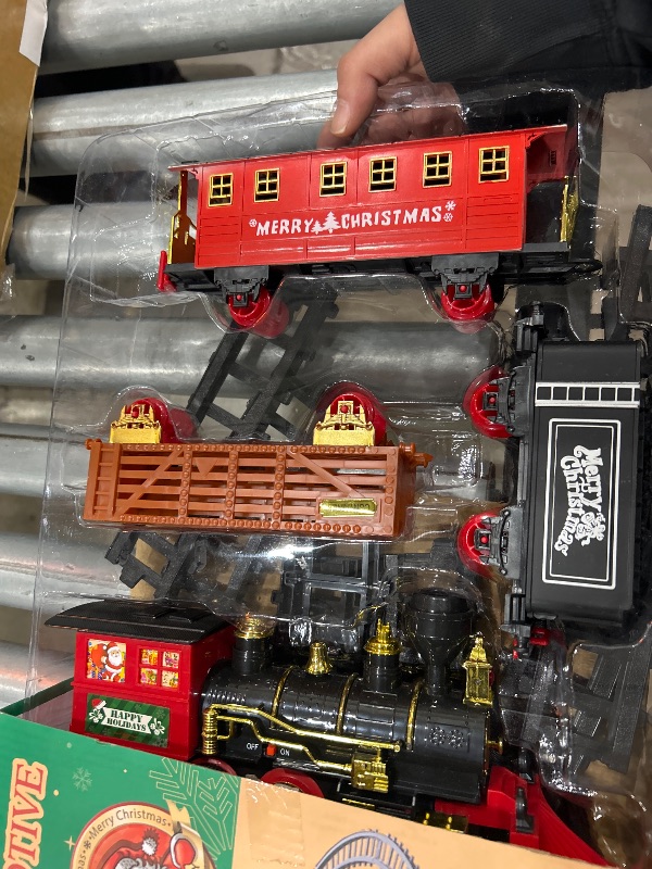 Photo 2 of *** UNKNOWN MISSING PARTS **** BainGesk Train Set, Christmas Train Set with Steam, Light and Sounds, Electric Train Toy for Boys & Girls, Christmas Train Set for Under The Tree, Gifts for 3 4 5 6 7 8 Year Old Kids