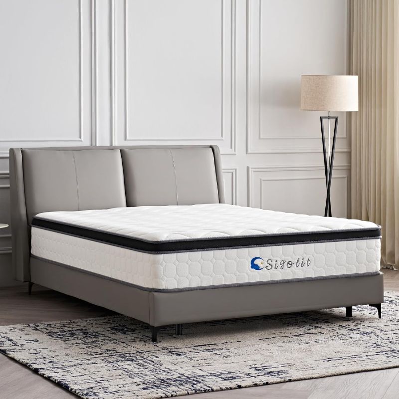 Photo 1 of 12 Inch Queen Size Hybrid Mattress - Medium Firm, Memory Foam & Pocket Springs, Motion Isolation, Edge Support, Pressure Relief, Ships Compressed
