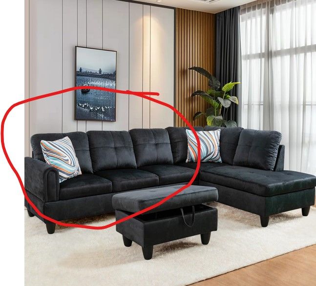 Photo 1 of ****ONLY THE SECTION THAT IS CIRCLED*****

GlasFlength L Shaped Sectional Sofa with Ottoman, Modern Couches for Living Room, Microfiber Facing, Bedroom, Office