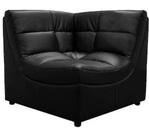 Photo 1 of  Black Faux Leather Corner Armless Chair