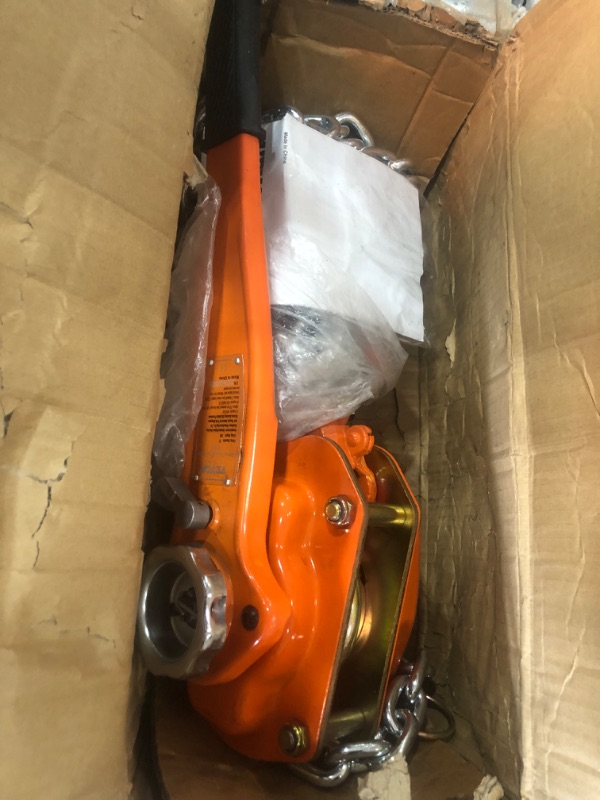 Photo 2 of ******SLIGHTLY USED **** VEVOR Manual Lever Chain Hoist, 3 Ton 6600 lbs Capacity 20 FT Come Along, G80 Galvanized Carbon Steel with Weston Double-Pawl Brake, Auto Chain Leading & 360° Rotation Hook, for Garage Factory Dock