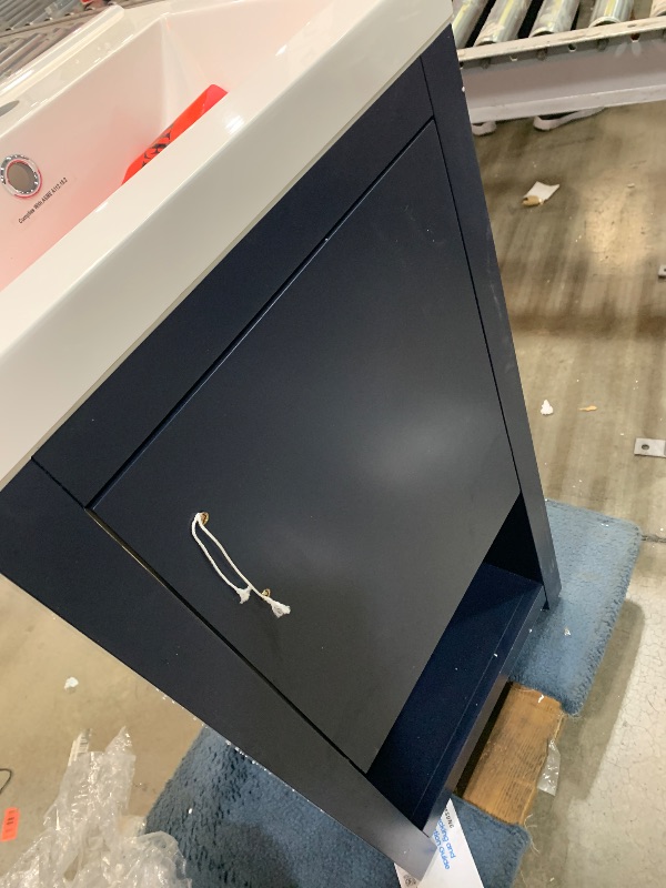 Photo 5 of 
Project Source 18-in Deep Blue Single Sink Bathroom Vanity with White Cultured Marble Top