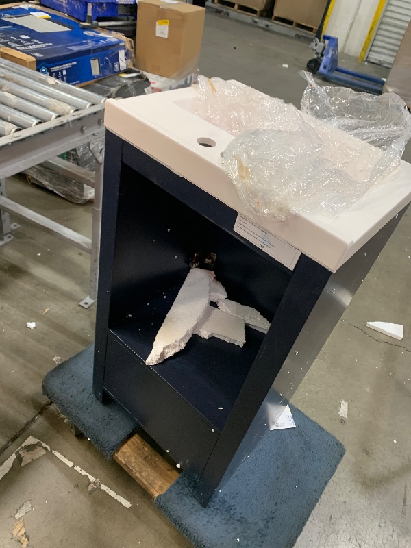 Photo 2 of 
Project Source 18-in Deep Blue Single Sink Bathroom Vanity with White Cultured Marble Top