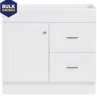 Photo 1 of 
Project Source 36-in White Bathroom Vanity Base Cabinet without Top