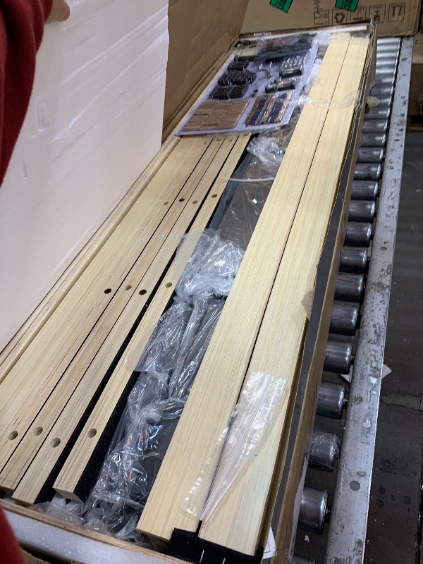 Photo 1 of Zevemomo Full Size Bed Frame with LED Lights, Full Bed Frame with Headboard, Charging Station with 2 USB Ports & 2 AC Outlets, Sturdy Wood Framework, No Noise, Rustic Brown (Rectangular Slot)