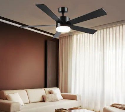 Photo 1 of 
Globe Electric DAYTON 52-in Black with Matte Black Blades Color-changing Indoor/Outdoor Smart Ceiling Fan with