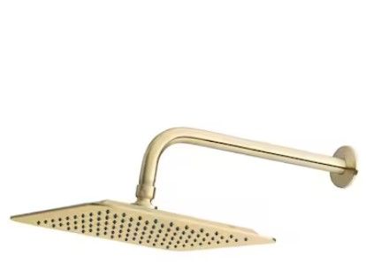 Photo 1 of allen + roth Reign Brushed Gold 10-in Square Fixed Rain Shower Head 1.8 GPM