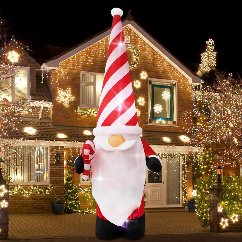 Photo 1 of 7ft Christmas Inflatable Outdoor Decoration Dwarf with Hat Inflatable Patio Decoration with Built-in LED Lights, Suitable for Christmas Holiday Party, Patio, Lawn, Garden Winter Decoration