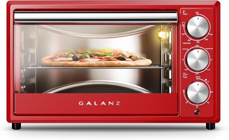 Photo 1 of ** see notes* Galanz GRH1209RDRM151 Large 6-Slice Retro Toaster Oven with True Convection 8-in-1 Combo, Toast, Roast, Broil, 12” Pizza, Dehydrator with Keep Warm Setting, 0.9 Cu.Ft, Red