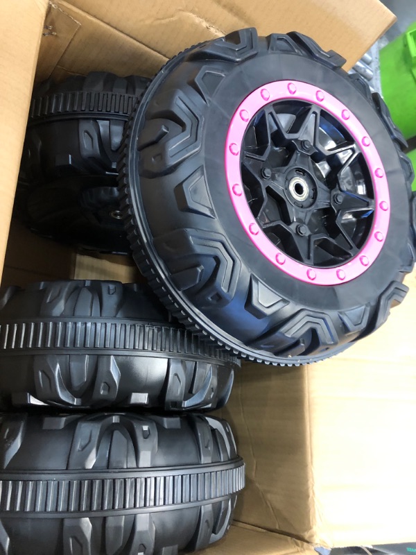 Photo 1 of ** WHEELS ONLY** 24V 7AH 2 Seater Power Wheels for Kids, 2/4WD Kids' Electric Vehicles with Remote Control for Girls & Boys, UTV Ride On Car for Kids, Spring Absorbers, Wireless Bluetooth and Sand Shovel Pink 