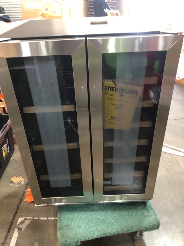 Photo 1 of Wine and Beverage Refrigerator Upgraded, 24 Inch Beverage Refrigerator Cooler Dual Zone with Glass Door, Under Counter or Freestanding Beverage Fridge with Large Capacity, Advanced Cooling System
