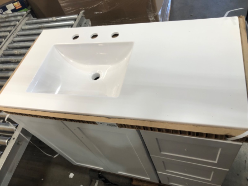 Photo 3 of allen + roth Yates 36-in White Undermount Single Sink Bathroom Vanity with White Marble Top