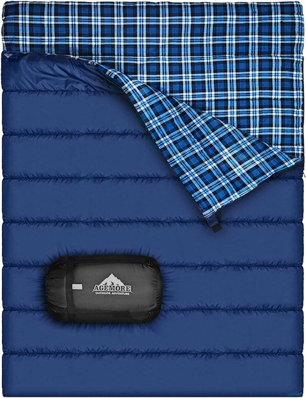 Photo 1 of  Coleman Double Sleeping Bag Flannel for Adults Cold Weather Queen Size Two Person Sleeping Bags for Camping     