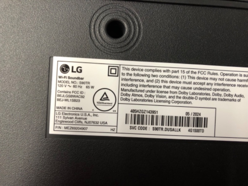 Photo 6 of ***USED - LIKELY MISSING PARTS - UNABLE TO TEST***
LG S90TR 7.1.3-Channel OLED evo TV Matching Soundbar with Rear Surround Speakers, Dolby Atmos, Wow Orchestra, WOWCAST Built-in with Wireless Dolby Atmos, Wireless Subwoofer (2024 New Model)