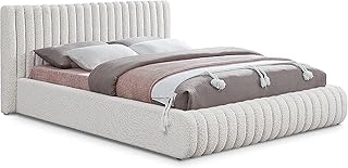 Photo 1 of **SEE NOTES // PARTIAL SET** Meridian Furniture NashCream-Q Nash Collection Modern | Contemporary Boucle Fabric Upholstered Queen Bed with Rich Cream Boucle Fabric and Deep Channel Tufting, 74" W x 91" D x 38" H, Cream, Queen
