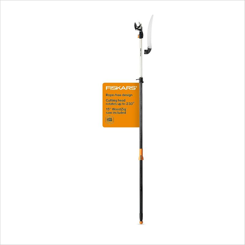 Photo 1 of 
Roll over image to zoom in







6 VIDEOS
Fiskars 7.9-12ft Extendable 2-in-1 Pole Tree Trimmer & Pruner with Rotating Head and Precision-Ground Steel Saw Blade - Easy and Smooth Cutting - Branch Cutter up to 1.25" Diameter - Garden Tools