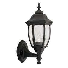 Photo 1 of allen + roth Alexandria 1-Light 17.5-in H Black Motion Sensor Outdoor Wall Light
