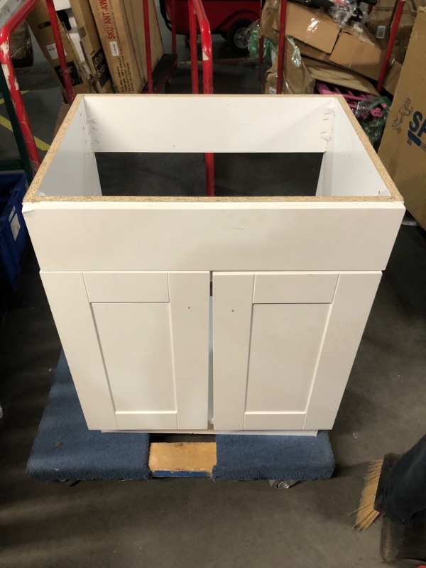 Photo 1 of ***USED - MAJOR DAMAGE - NO PACKAGING - MISSING PARTS - SEE PICTURES***
Project Source 24-in White Single Sink Bathroom Vanity with White Cultured Marble Top