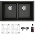 Photo 3 of 
Black Karran USA Quartz QU 33" Undermount Double Basin Quartz Composite Kitchen Sink with Basin Rack and Basket Strainer