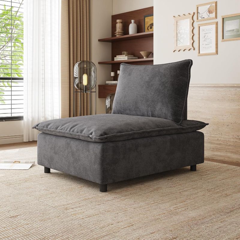 Photo 1 of  Modern Accent Chair, Breathable Chenille Fabric Living Room Chair, Comfy Reading Chair, Leisure Single Sofa Chair for Apartment, Bedroom and Office