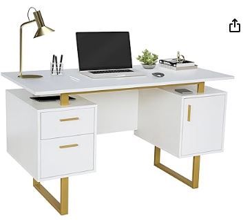 Photo 1 of **box 2 of 2 ONLY**Techni Mobili Modern Office Desk with Storage, Gray