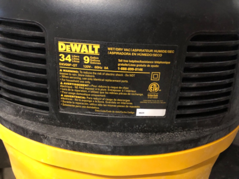 Photo 4 of ***HEAVILY USED AND DIRTY - FILLED WITH CONCRETE - SEE PICTURES - POWERS ON - UNABLE TO TEST FURTHER - MIGHT BE MISSING PARTS***
DEWALT Stealthsonic Quiet 9-Gallon 5-HP Corded Wet/Dry Shop Vacuum with Accessories Included