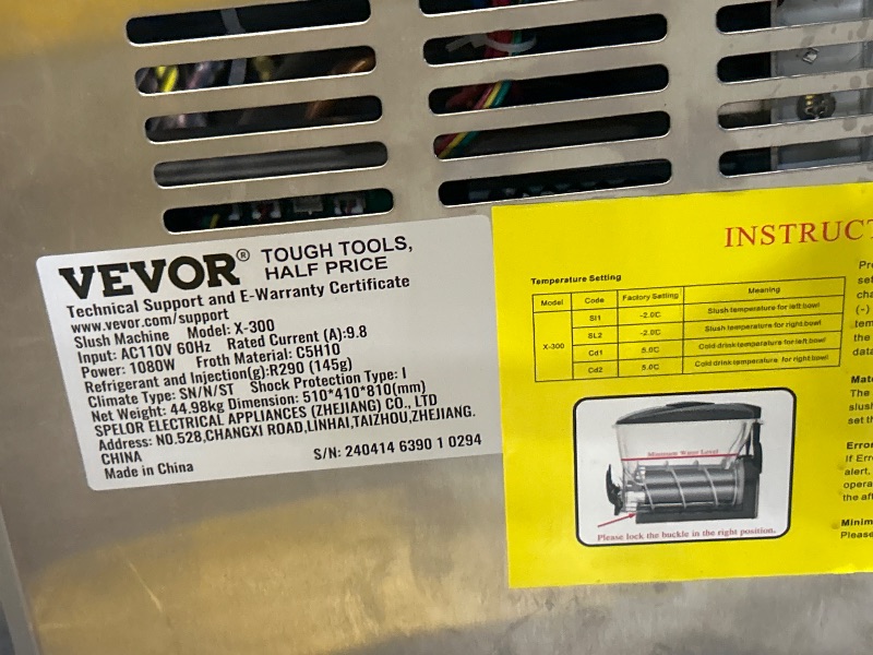 Photo 1 of *****NON REFUNDABLE , PARTS ONLY , MISSING SOME ACCESSORIES, POWERS ON CANNOT FULLY TEST ***** , VEVOR COMMERCIAL SLUSHY MACHINE, 15LX2 TANK MARGARITA MAKER, 1000W STAINLESS STEEL SMOOTHIE FROZEN DRINK MAKER FOR SUPERMARKETS CAFÉS RESTAURANTS BARS HOME US