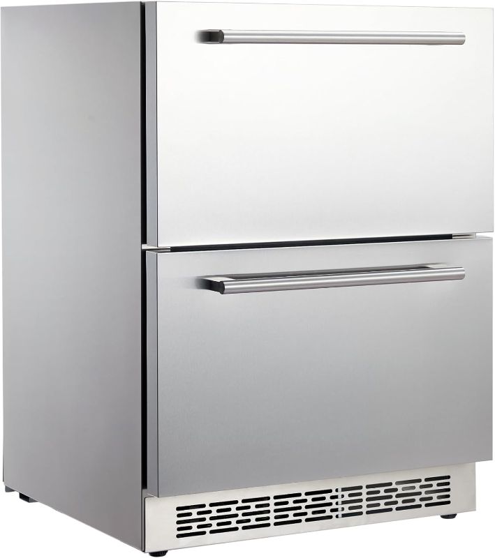 Photo 1 of 24 inch Undercounter Refrigerators with Weatherproof Full Stainless Steel Body, Built-in Beverage Refrigerator for Home and Commercial Use, Stainless Steel Door, Fast Cooling, Low Noise, 37-65 °F