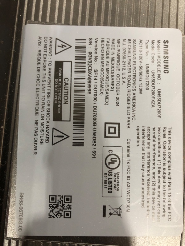Photo 1 of SAMSUNG 55-Inch Class Crystal UHD 4K DU7200 Series HDR Smart TV w/Object Tracking Sound Lite, PurColor, Motion Xcelerator, Mega Contrast, Q-Symphony (UN55DU7200, 2024 Model)