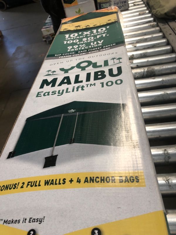 Photo 1 of **stock photo just for reference, canopy is GREEN not blue** Yoli Malibu EasyLift 100 10' x 10' Straight Leg Instant Canopy Value Pack -  Green